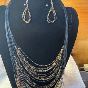 Chic Multilayer Beaded Necklace and Earring Set